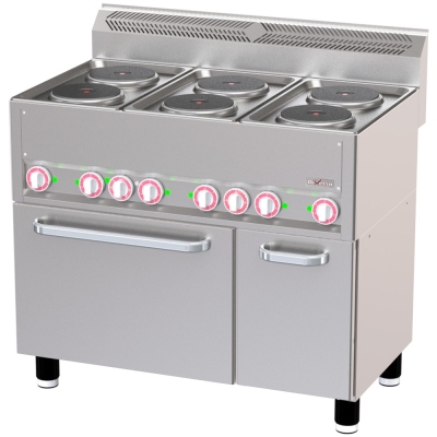 Fourneau 6 plaques électriques sur four à convection GN1/1 et armoire neutre WR-E6CF-23